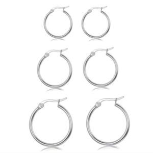 Silver French Lock Hoops Set